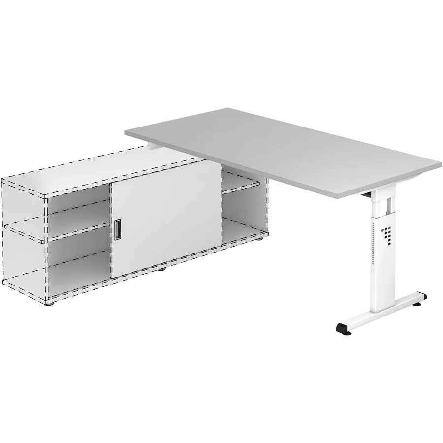 Anbauschreibtisch Office weiss/grau Holzwerkstoff B 160 T 80 cm