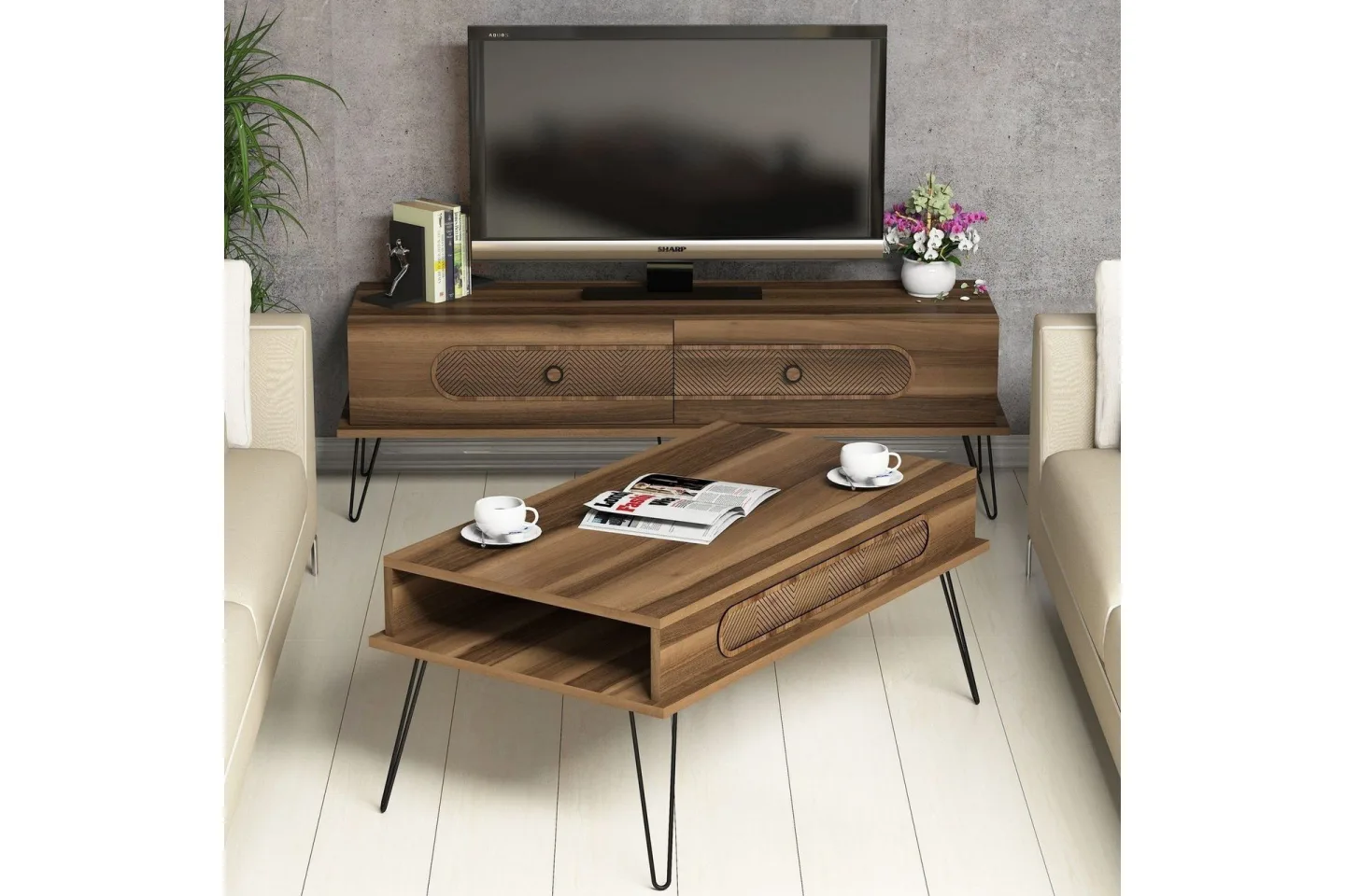 Hovdane TV-Möbelset 145 cm - Brun