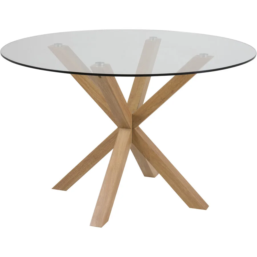 Esstisch Amiri klar Glas, Stahl B 119 T 119 cm