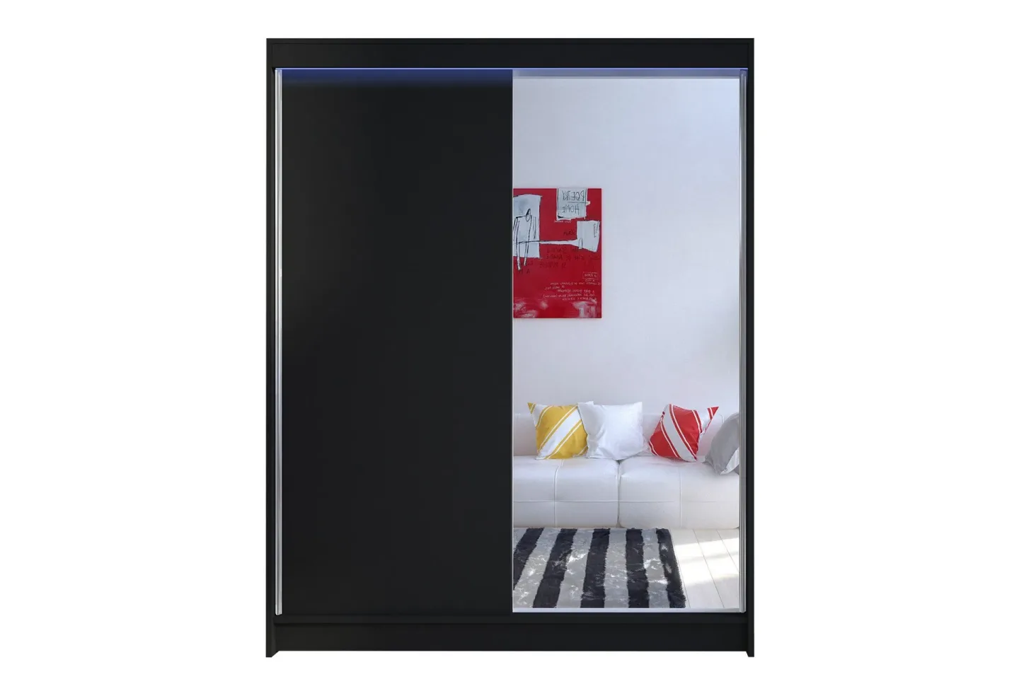 Pickering Garderob med Spegel 150x200 cm LED-belysning - Svart
