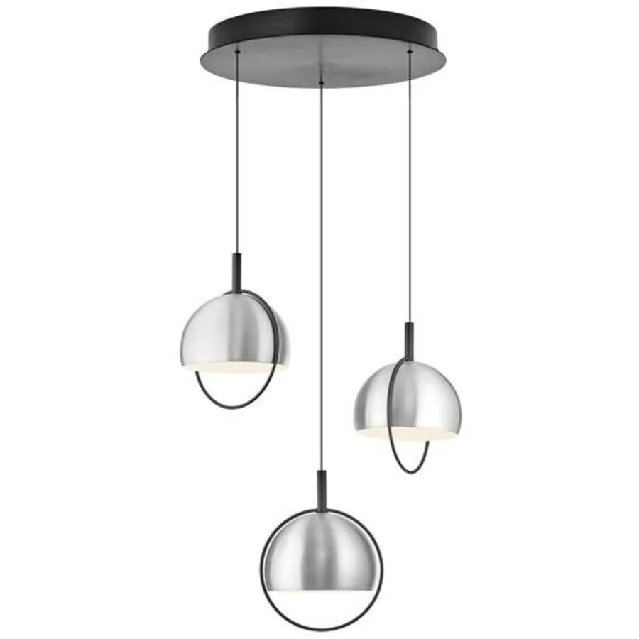 Pendellampe Hoop Silber Aluminium/Eisen 43 cm - Farbe: Aluminium matt - LED - Lichtfarbe: Warmweiss - LED Energiesparlampen