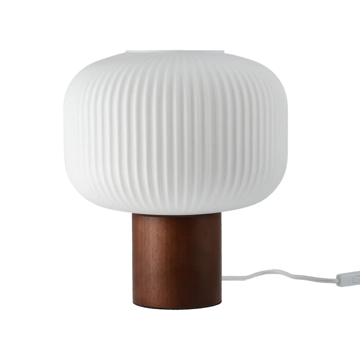 Scandi Living Fair Tischleuchte 34,5cm Milchglas-Esche dunkel gebeizt