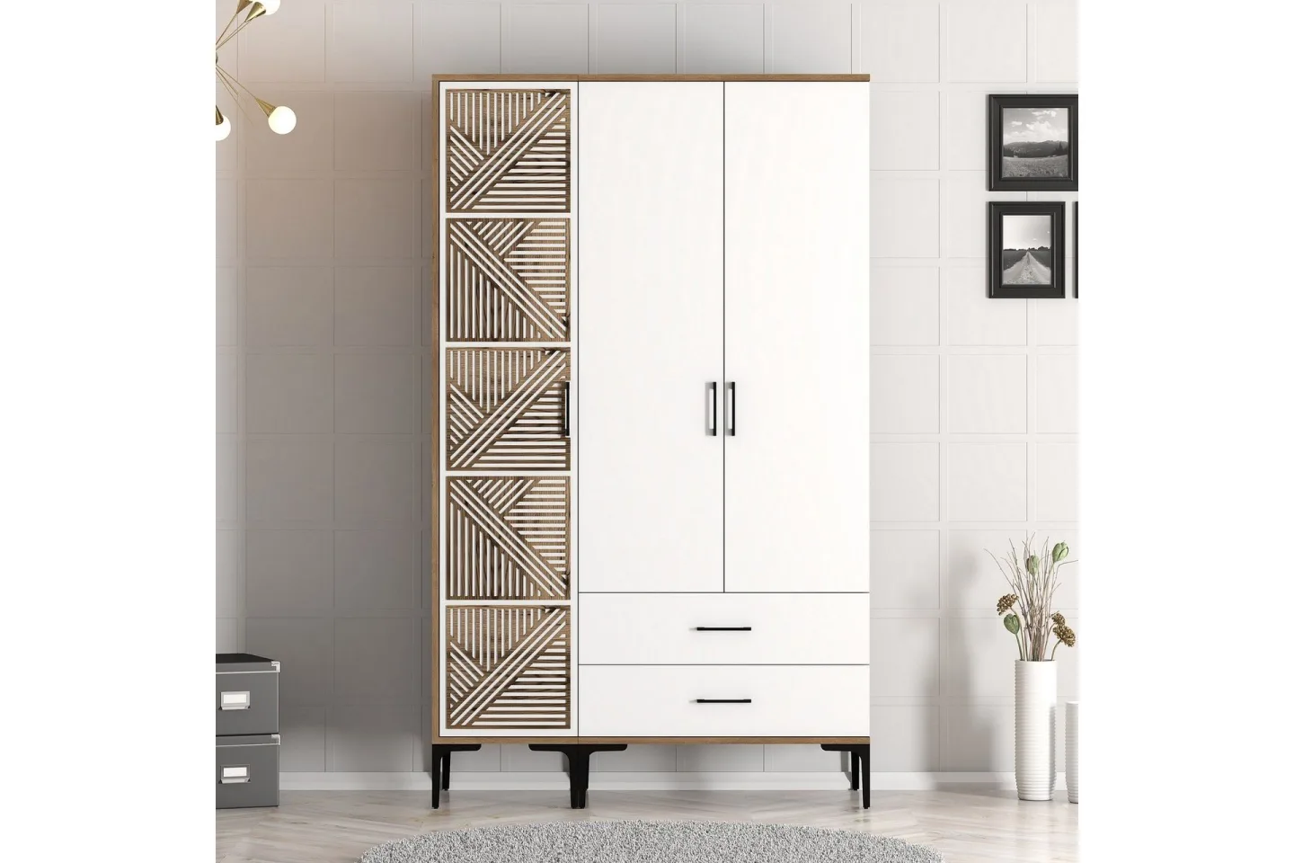 Kumsal Garderob 120 cm - Brun/Vit
