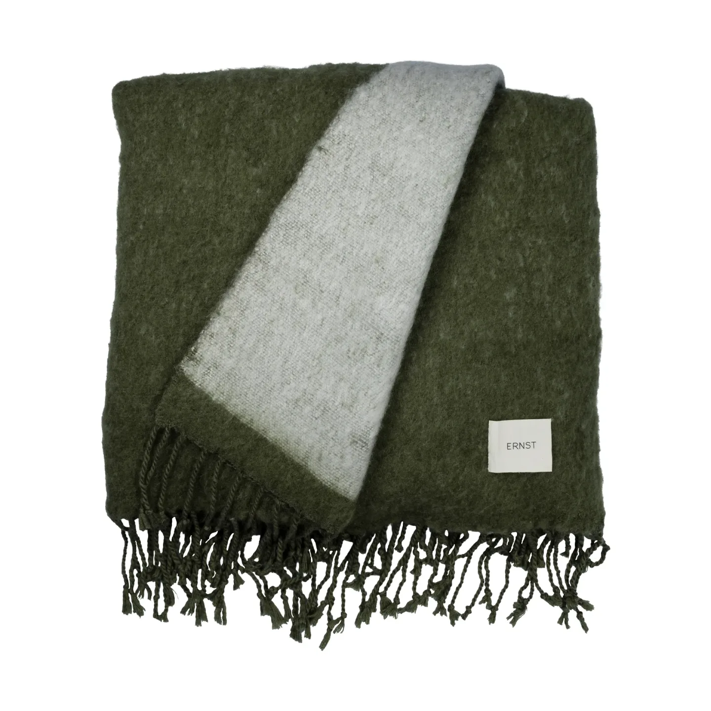 ERNST Ernst Decke mit Fransen 130x170 cm Grün-Weiß