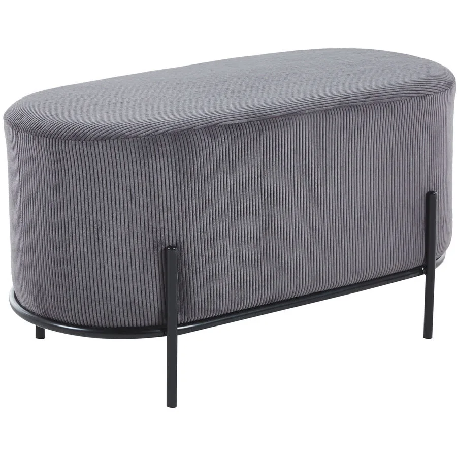 Hocker Sarina Grau, Schwarz Stoff, Metall B 80 H 42 cm