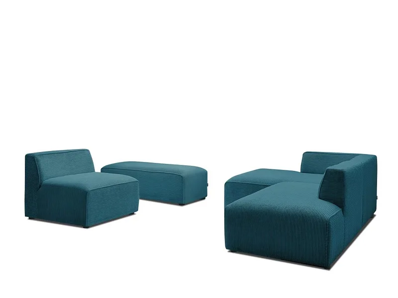 Ecksofa BOBOCHIC MEGEVE Cord-Stoff dunkelblau