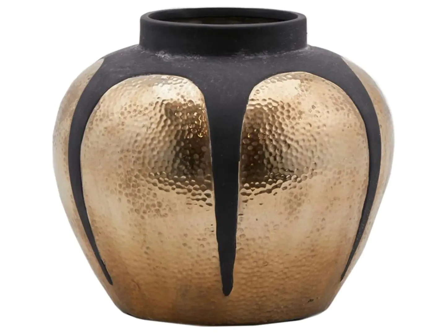 Edg Vase Gold-Schwarz Gehämmert H: 24 cm | Schubiger Möbel