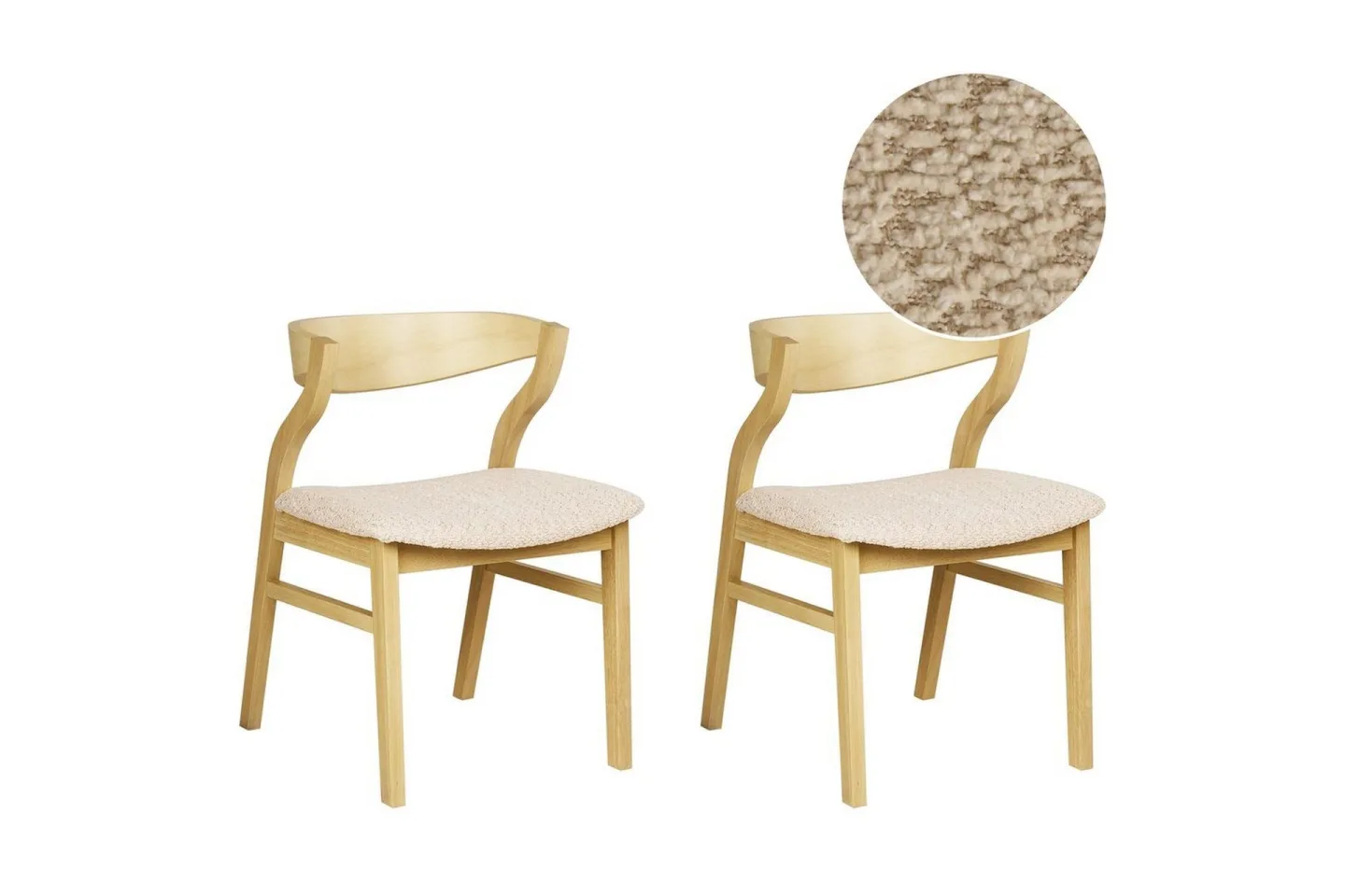 Set med 2 matstolar Maroa - Ljus trä, Ljusbeige
