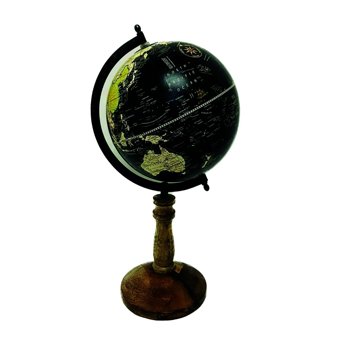 Decofinder Objekt Globus Auf Fuss Schwarz Natur H: 40 cm | Schubiger Möbel