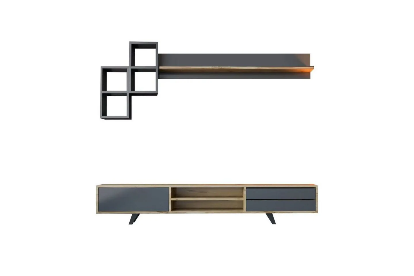 Seyra Tv-möbelset 180x40 cm - Antracit/Ek