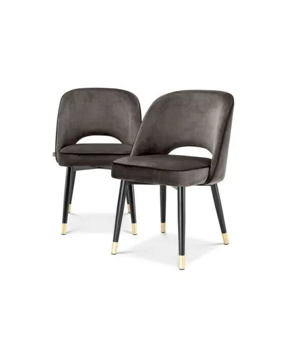 Cliff spisestole savona grey velvet 2-sæt