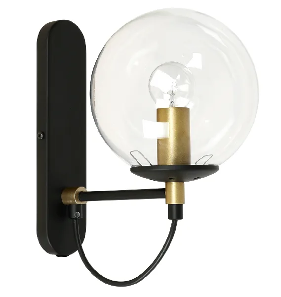 Hallbergs - Perla 1 - Vägglampa - Svart/mässing