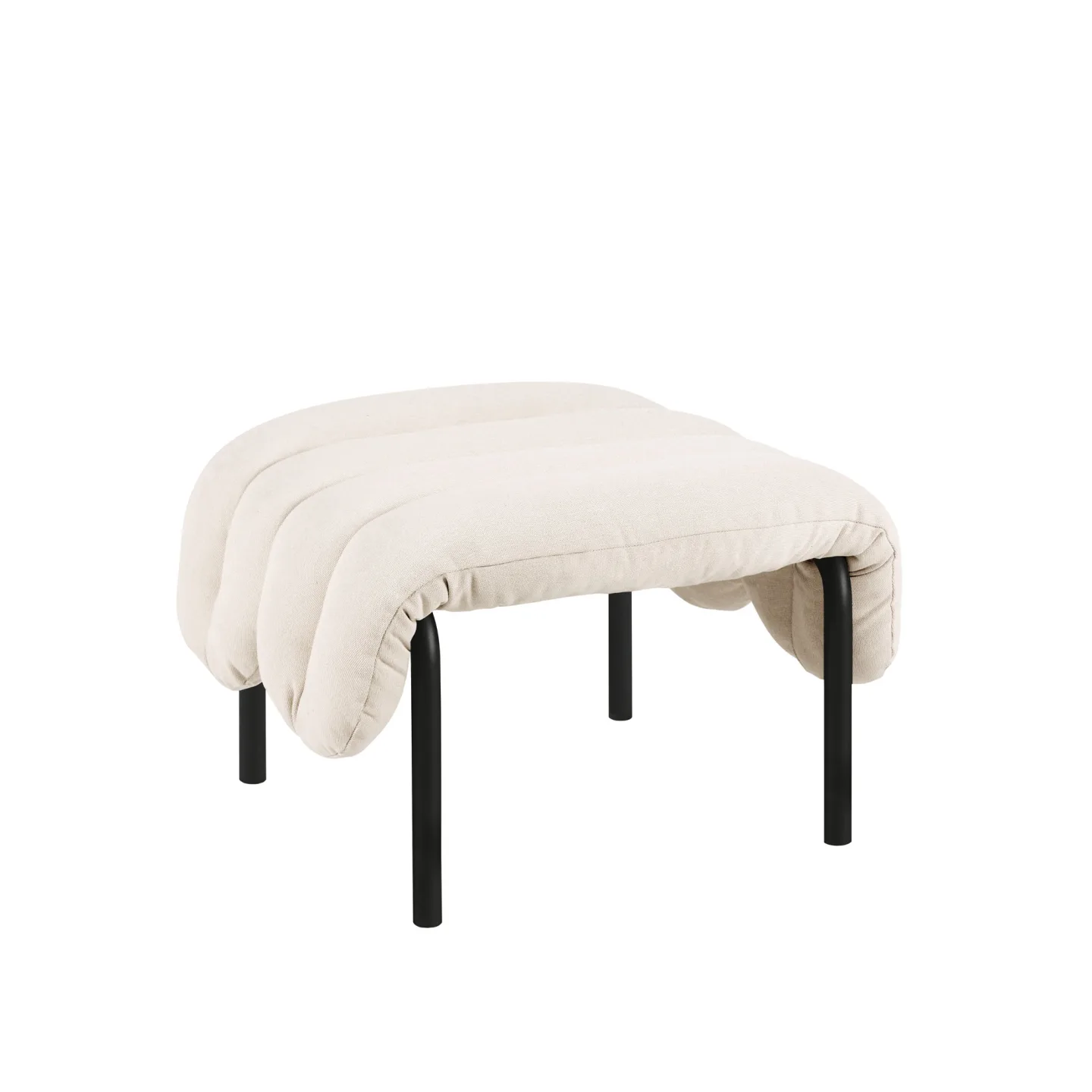 HEM - Puffy Ottoman - Natural/Black Grey - Fotpallar - Faye Toogood - Beige,Svart - Bomull/Naturmaterial/Metall/Skum/Plast