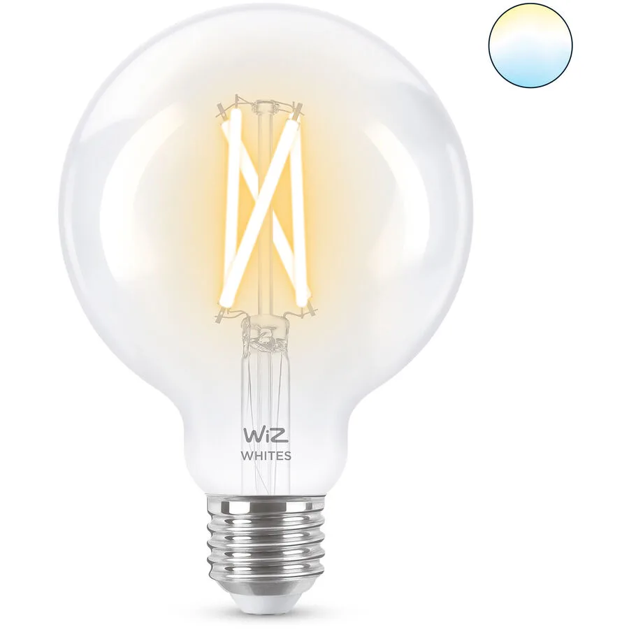 Leuchtmittel WiZ Glas E27 7 W - Farbe: Transparent - LED - Lichtfarbe: Extra warmweiss - Helles Neutralweiss - LED Leuchtmittel