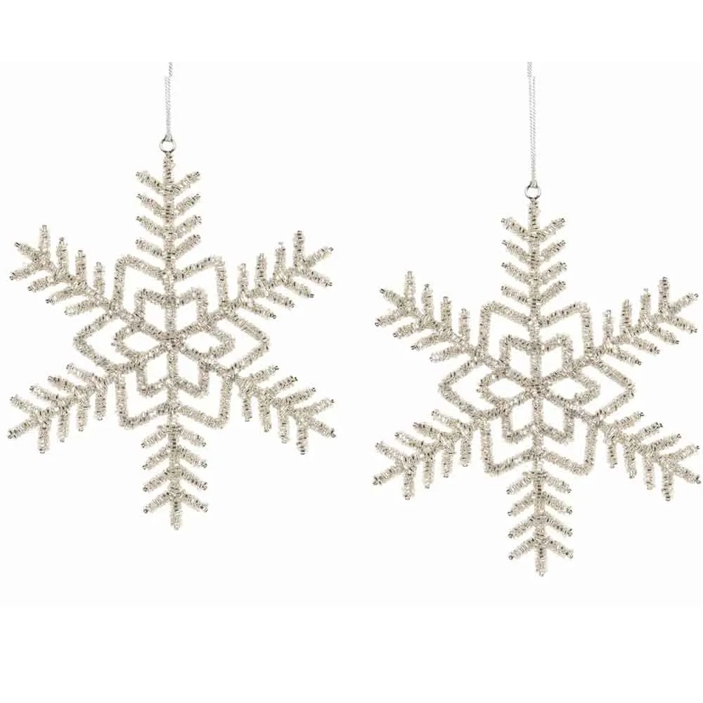Snöflingor 20 cm Silver set om 2 st