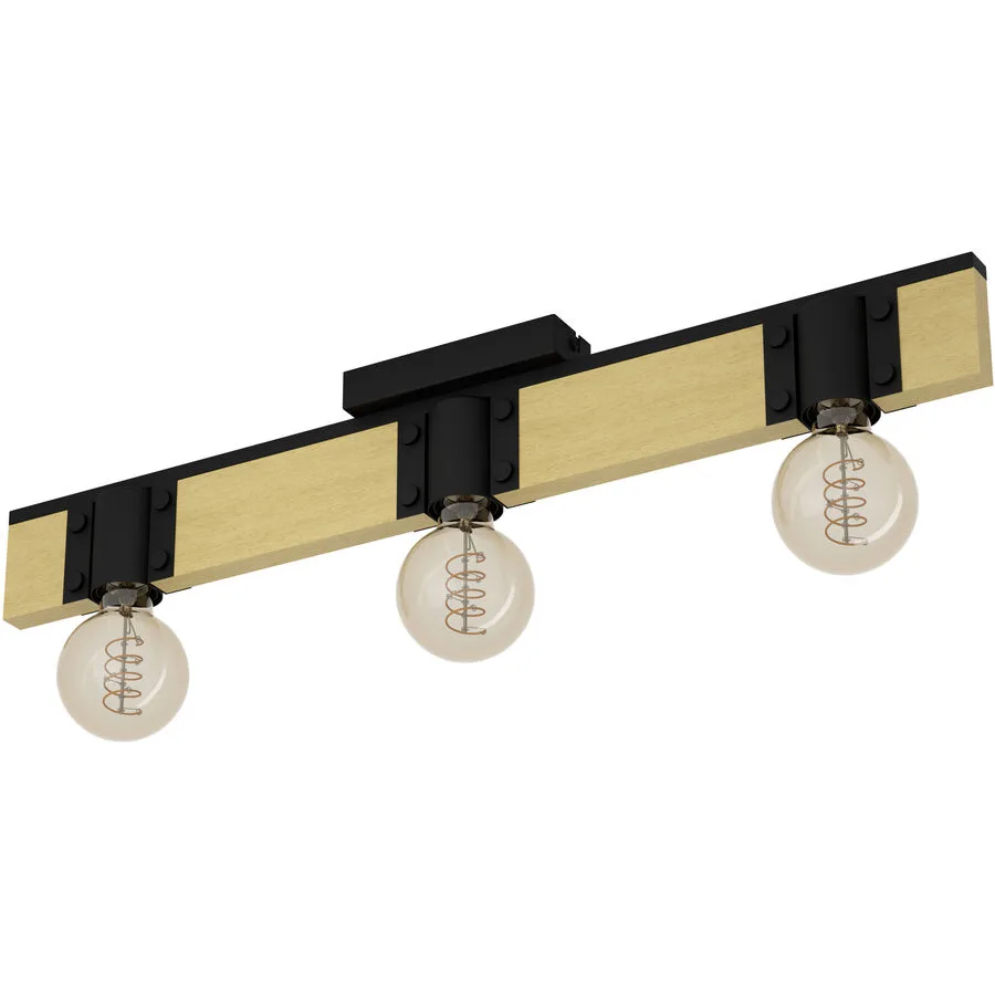 Eglo Deckenlampe Bailrigg Braun/Schwarz Stahl/Holz 10 cm 4.5 cm - Material: Holz/Stahl