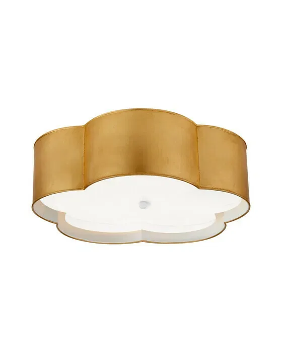 Bryce Flower Flush Mount Gild and White Large