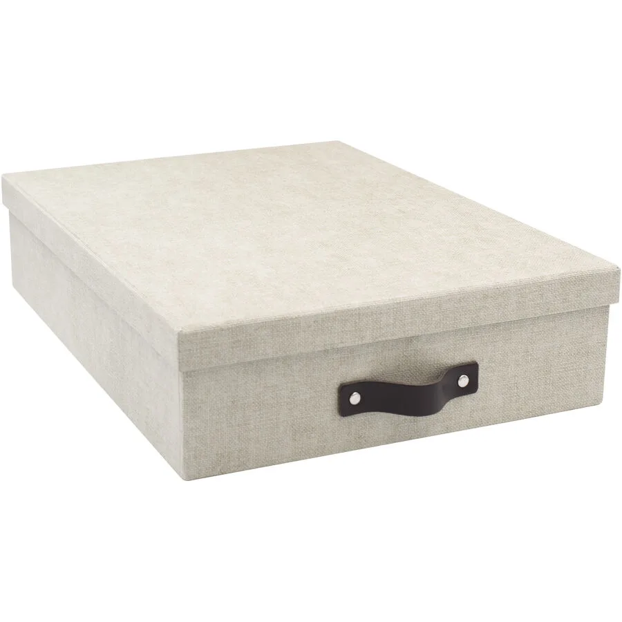 Aufbewahrungsbox Bigso Box beige Papier/Leder Leder/Papier T 35 cm