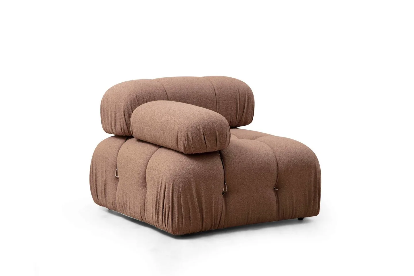 Belgin Vänstermodul / Fåtölj 95 cm med fasta armstöd och repdetaljer - Brun