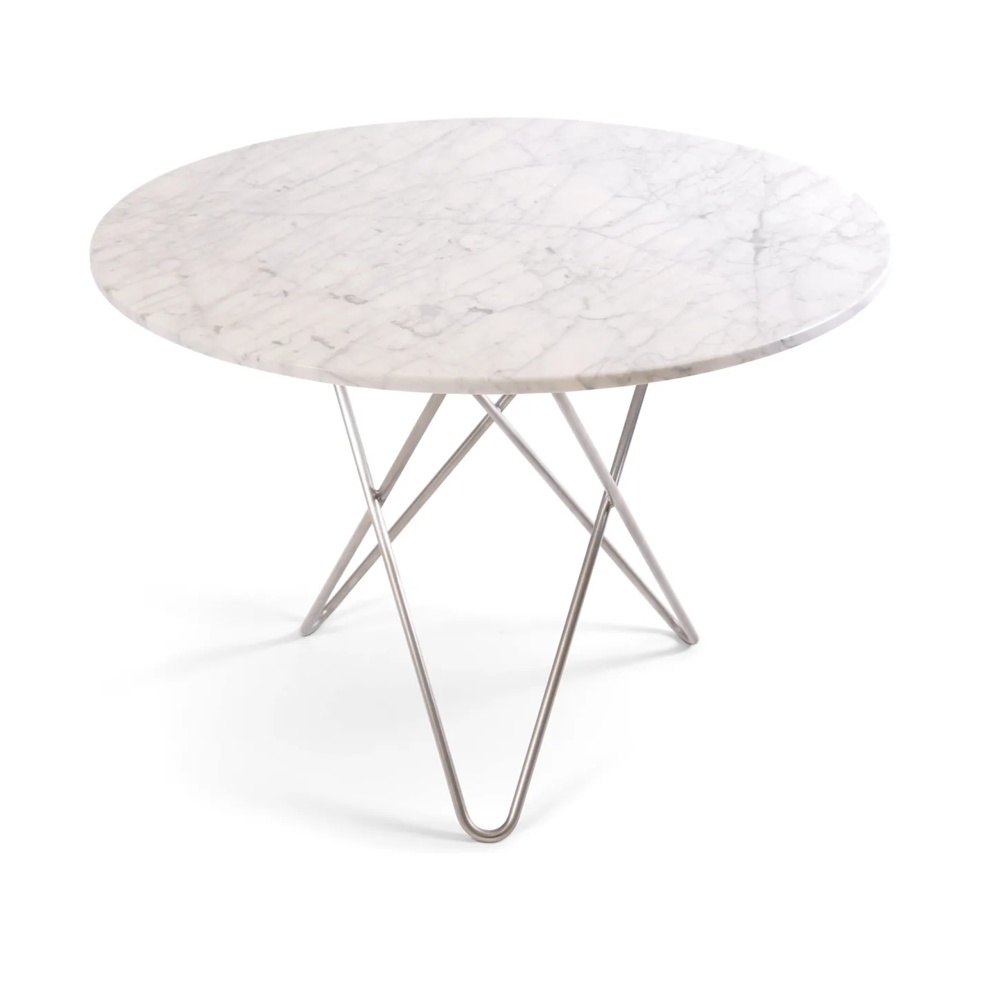 OX Denmarq - O Dining Table Ø100 Stainless Steel/White Marble - Matbord - Dennis Marquart - Vit - Metall/Sten