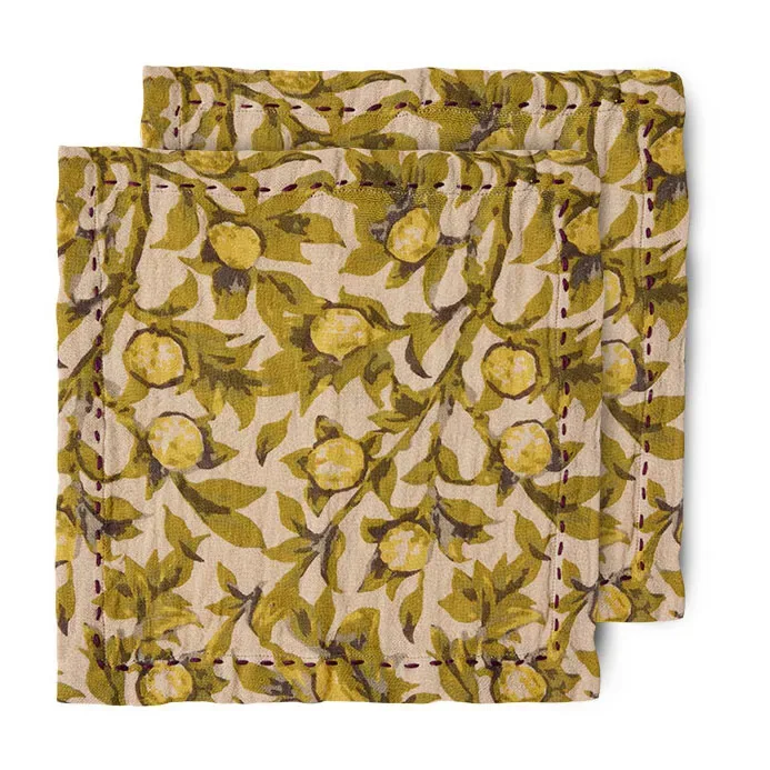 HKliving Mediterranean Baumwollserviette 30 x 30cm 2er Pack Olive