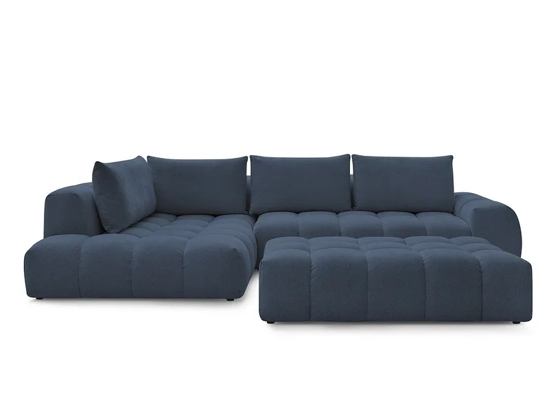 Ecksofa mit Hocker BOBOCHIC EVEREST Stoff chiniert dunkelblau