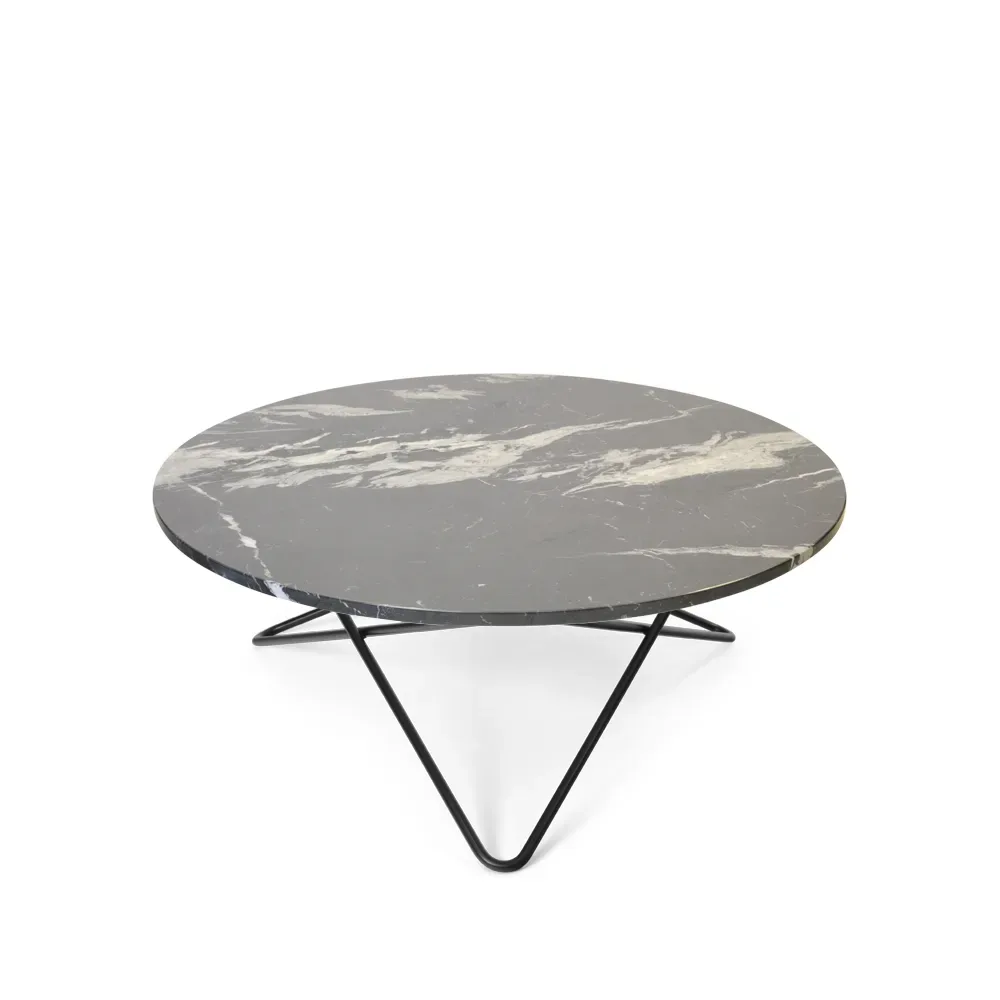 OX Denmarq O Table soffbord Marmor svart, svartlackat stativ