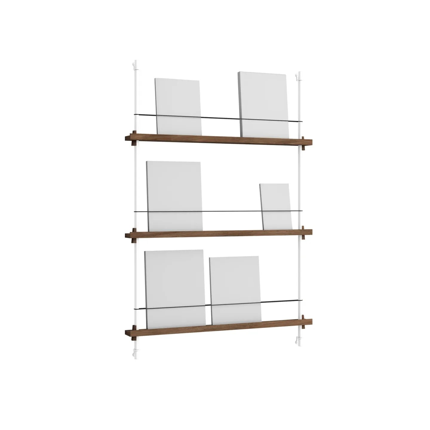 MOEBE Magazine Shelving Zeitungsständer Geräucherte Eiche-white, 85x115x7 cm, MS.115.1
