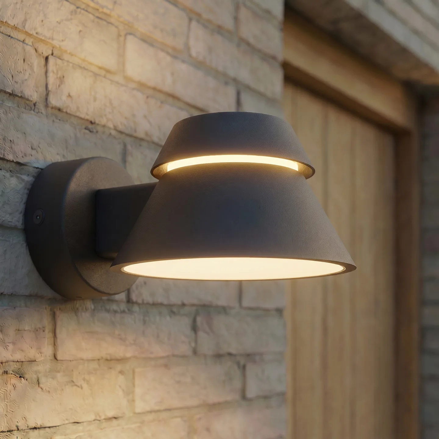 Moena LED-Außenwandleuchte, IP44, Aluminium, Glas, schwarz - Lucande - Modern - Einflammig