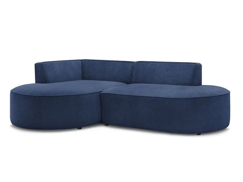 Ecksofa BOBOCHIC ROUSSEAU Stoff mit Textur dunkelblau