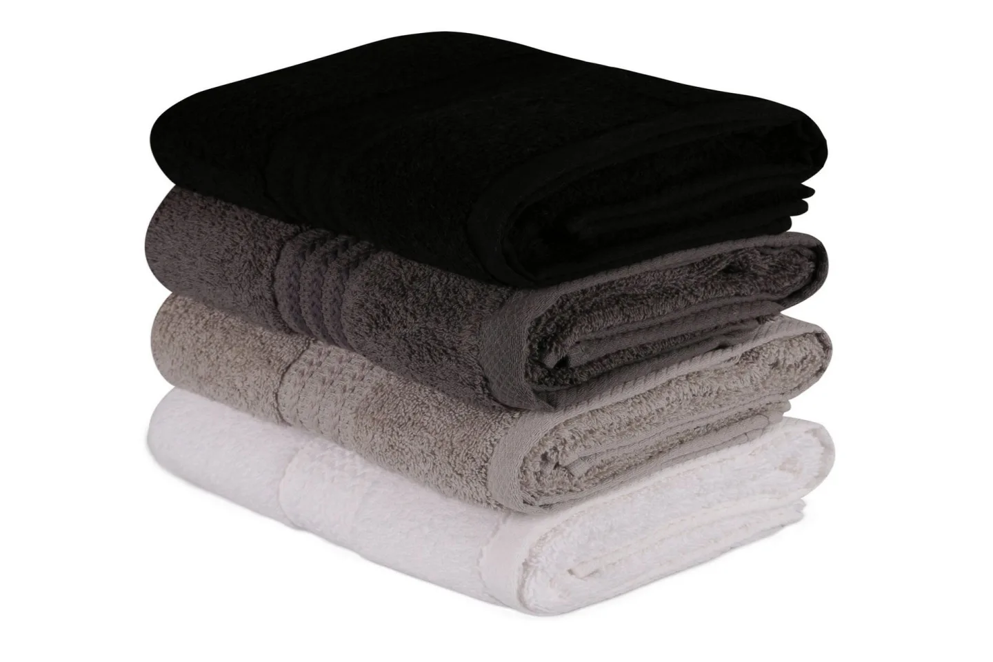 Hobby Handduk 50x90 cm 4-pack - Vit/Grå/Mörkgrå/Svart