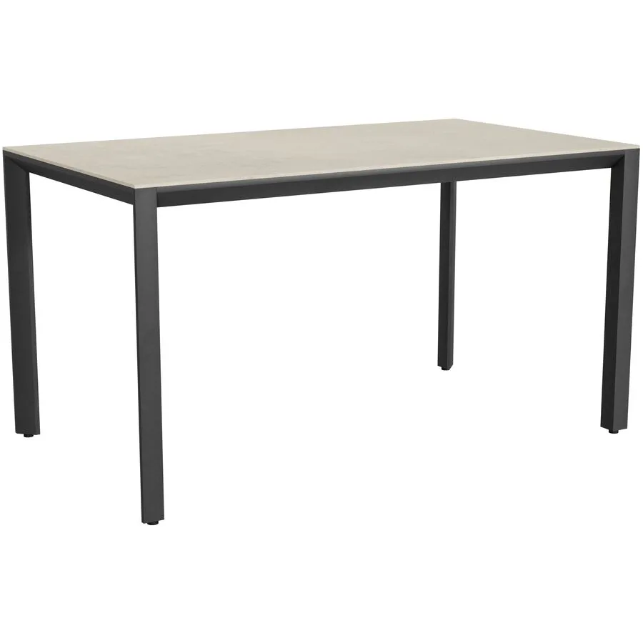 Gartentisch Tropea Schwarz matt / Travertino Romano Keramik/Stahl pulverbeschichtet B 140 T 80 cm - Möbel Konfigurator: Traummöbel individuell