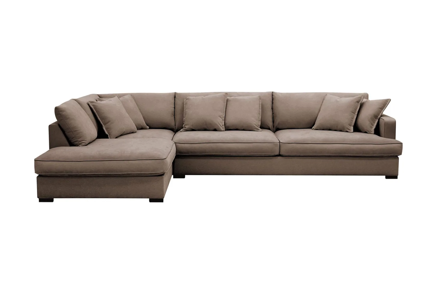 Rossita Lyx 4-sits Vänstervänd L-formad Extra Djup Schäslongsoffa i Tyg - Brun Tyg