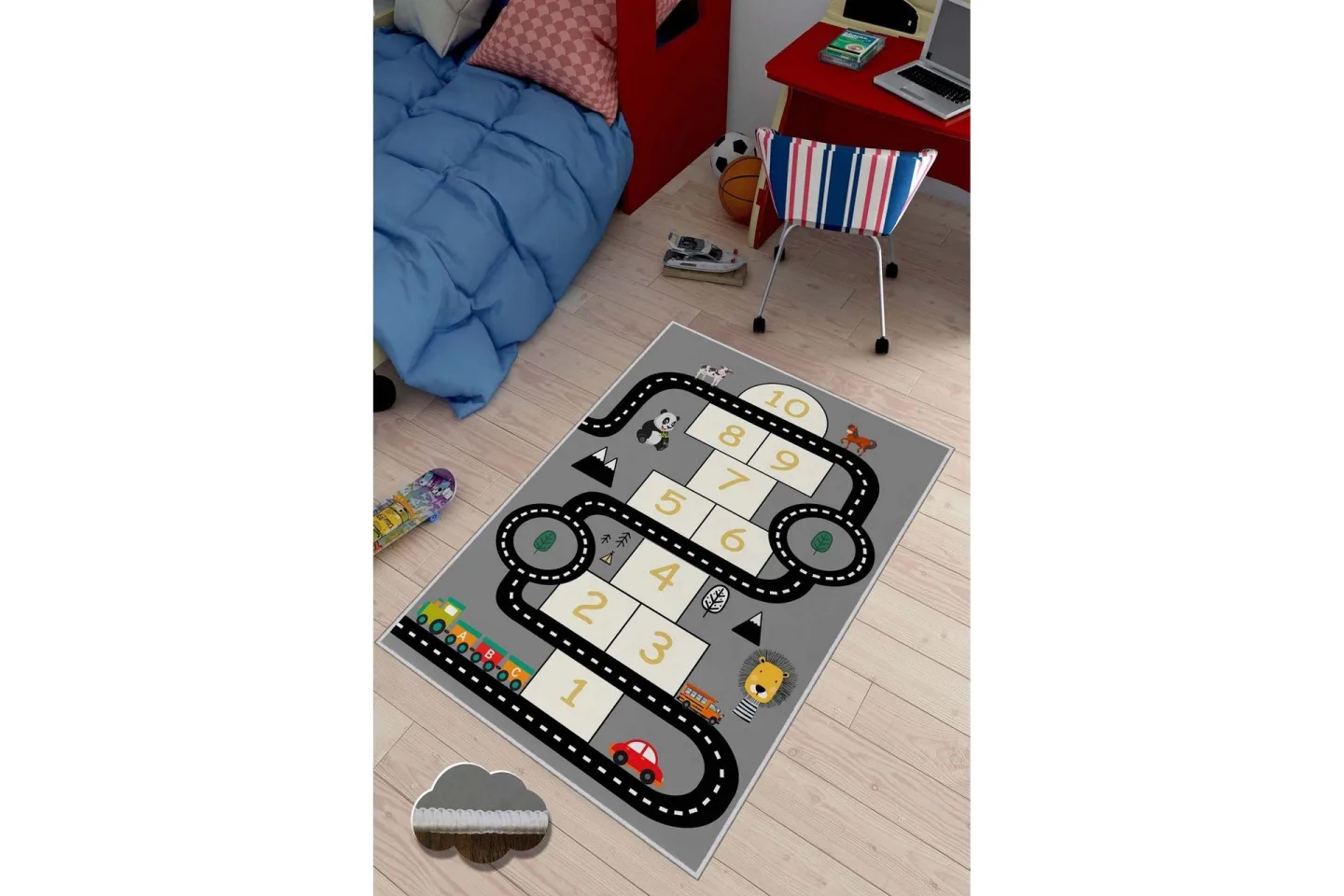 Noojo Gångmatta 100x150 cm Rektangulär - Grå