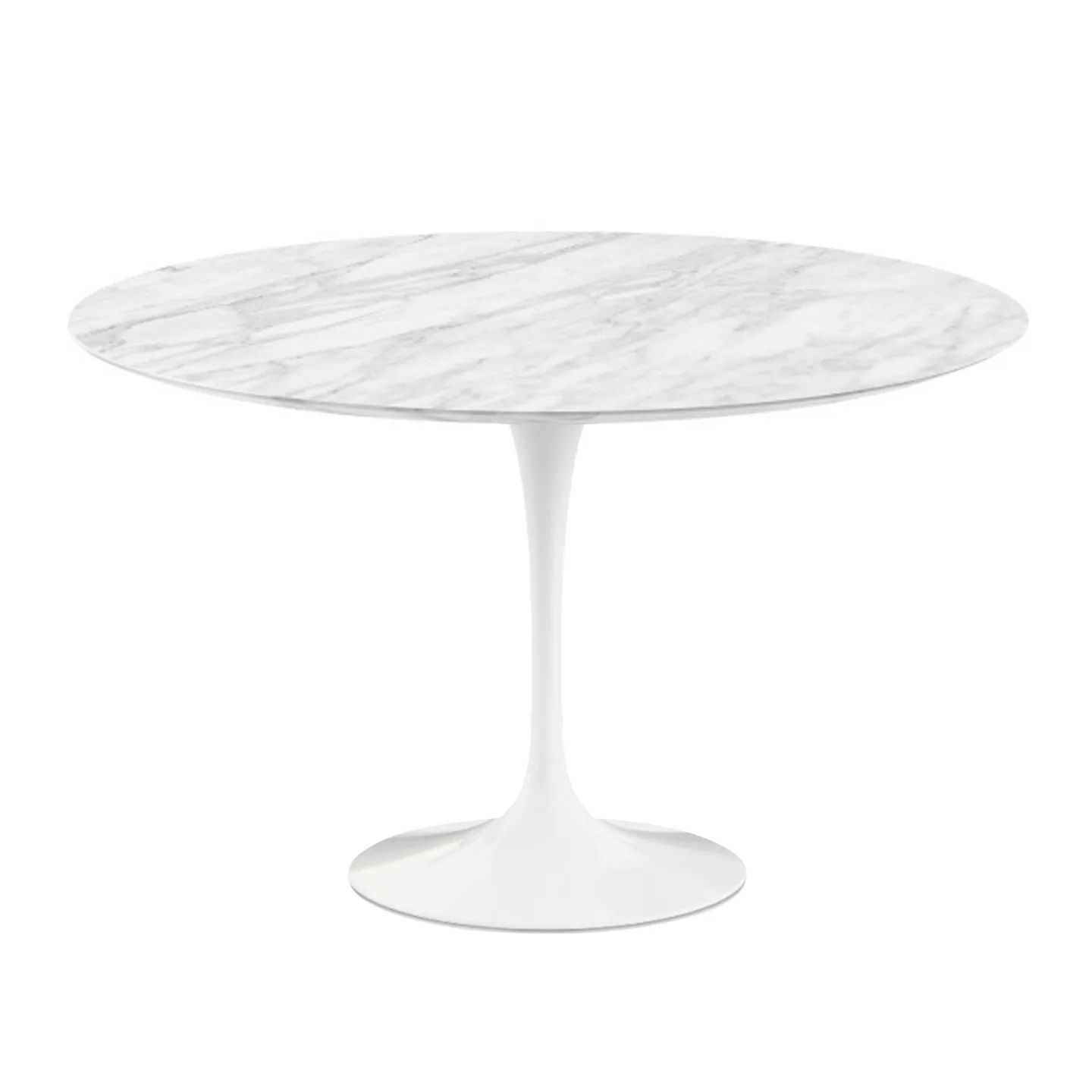 Knoll - Saarinen Round Table - Matbord, Ø 120 cm, Vitt underrede, skiva i glansig Statuarietto marmor - Matbord - Eero Saarinen