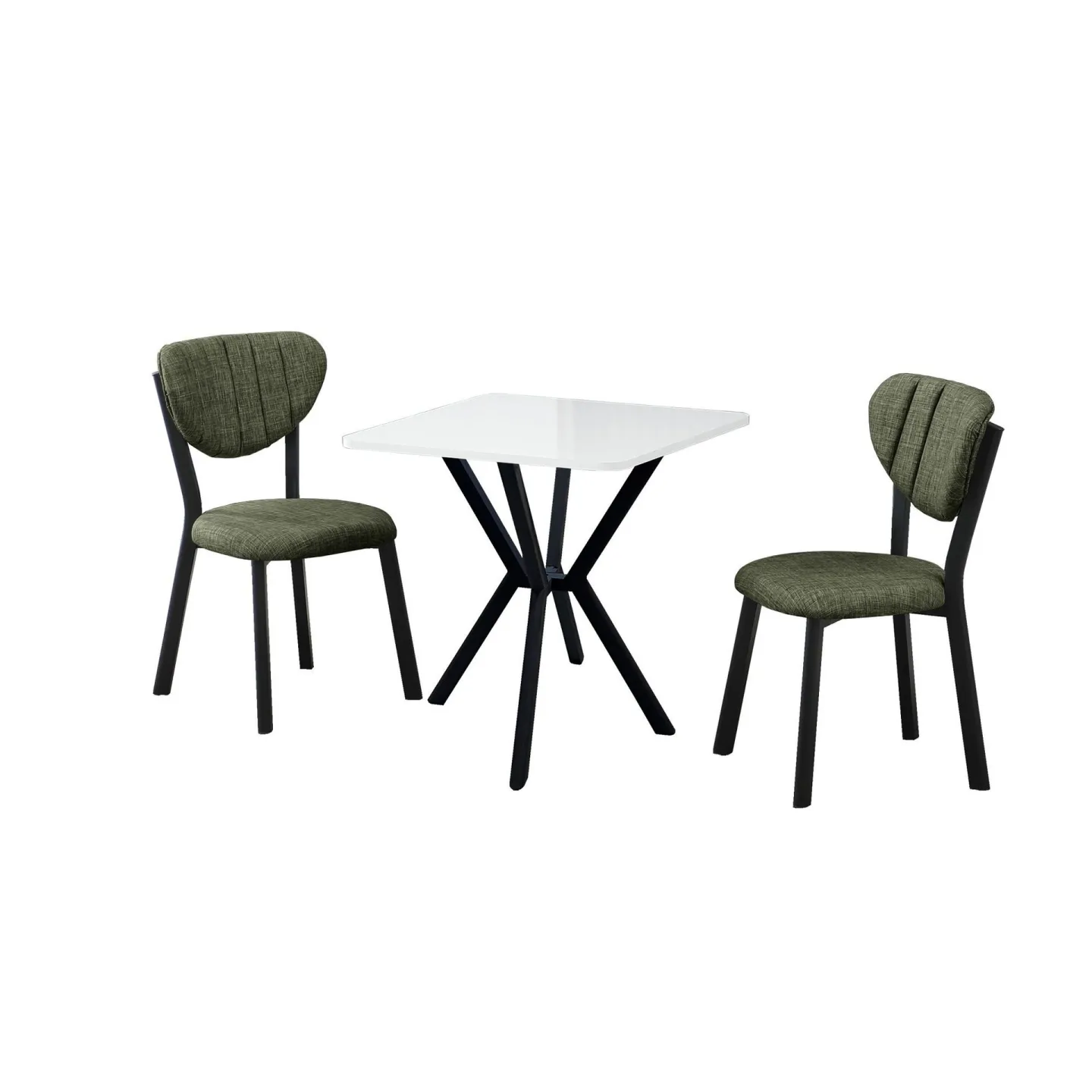 Krylor Matgrupp Bord 70 cm + 2 Stolar - Grön Vit