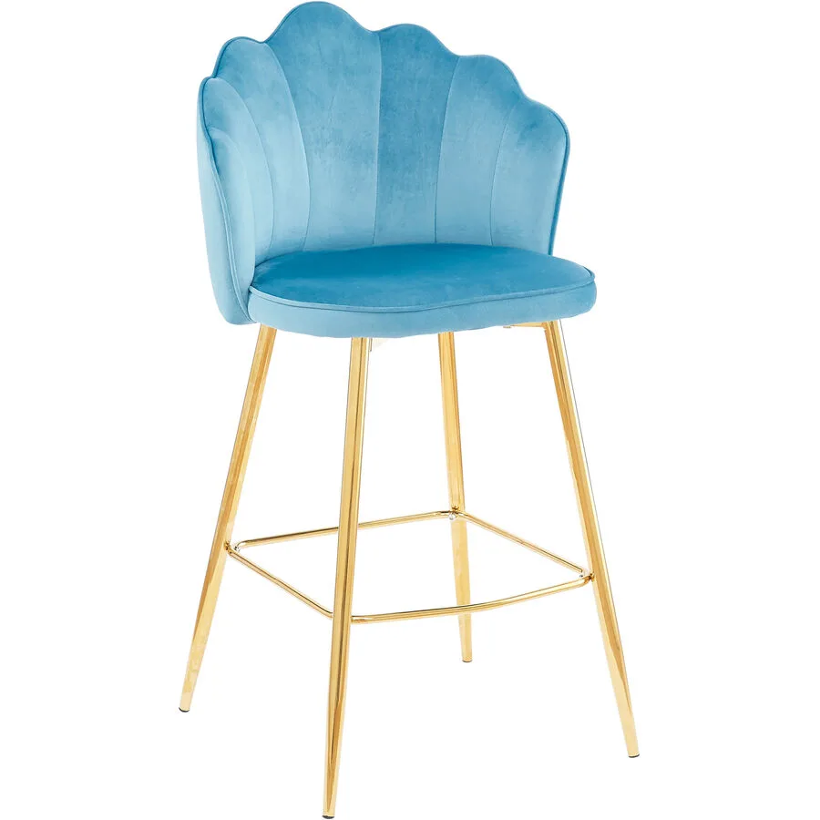 Barhocker Pedro blau Samt H 100 cm