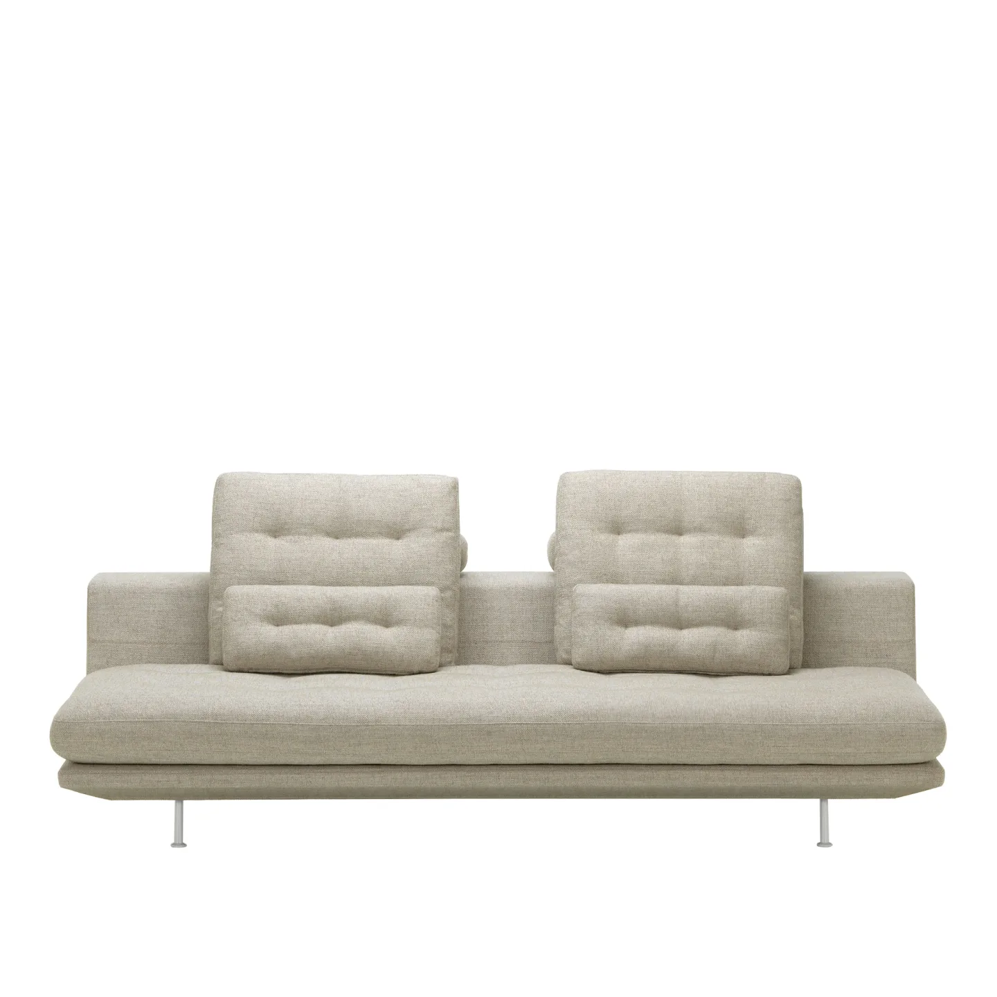 Vitra - Grand Sofa 3-Seater Full Backrest, One-Piece Seat, Polished Base, Cat. F80, Corsaro 09 Bamboo Melange - Soffor - Antonio Citterio - Beige