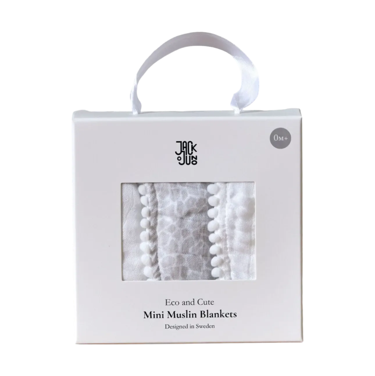 Jack o Juno Pom Pom muslinfilt 40x40 cm 3-pack Pearl & Giraffe gray