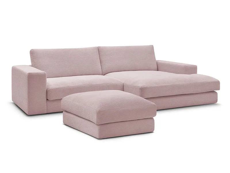Ecksofa mit Hocker BOBOCHIC LEONARD Cord-Stoff violett