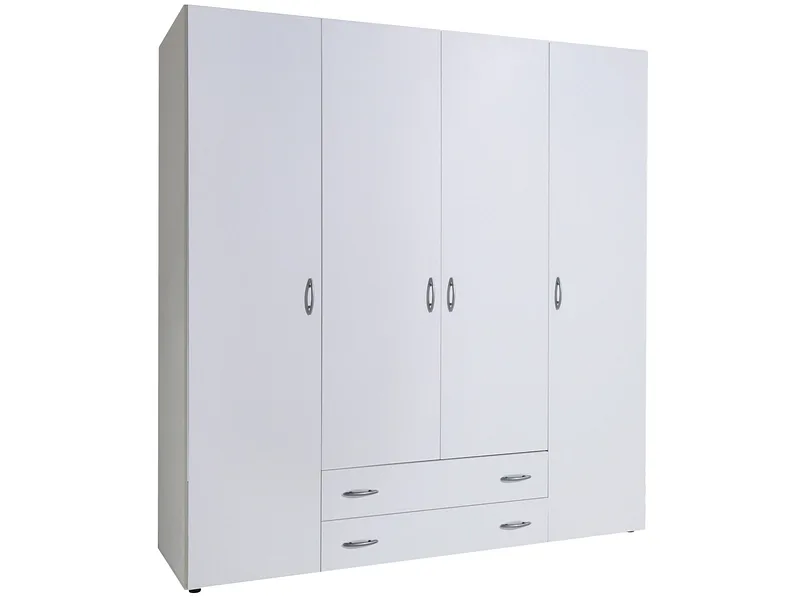 Drehtürenschrank BAKER weiss 4 Türen 2 Schubladen