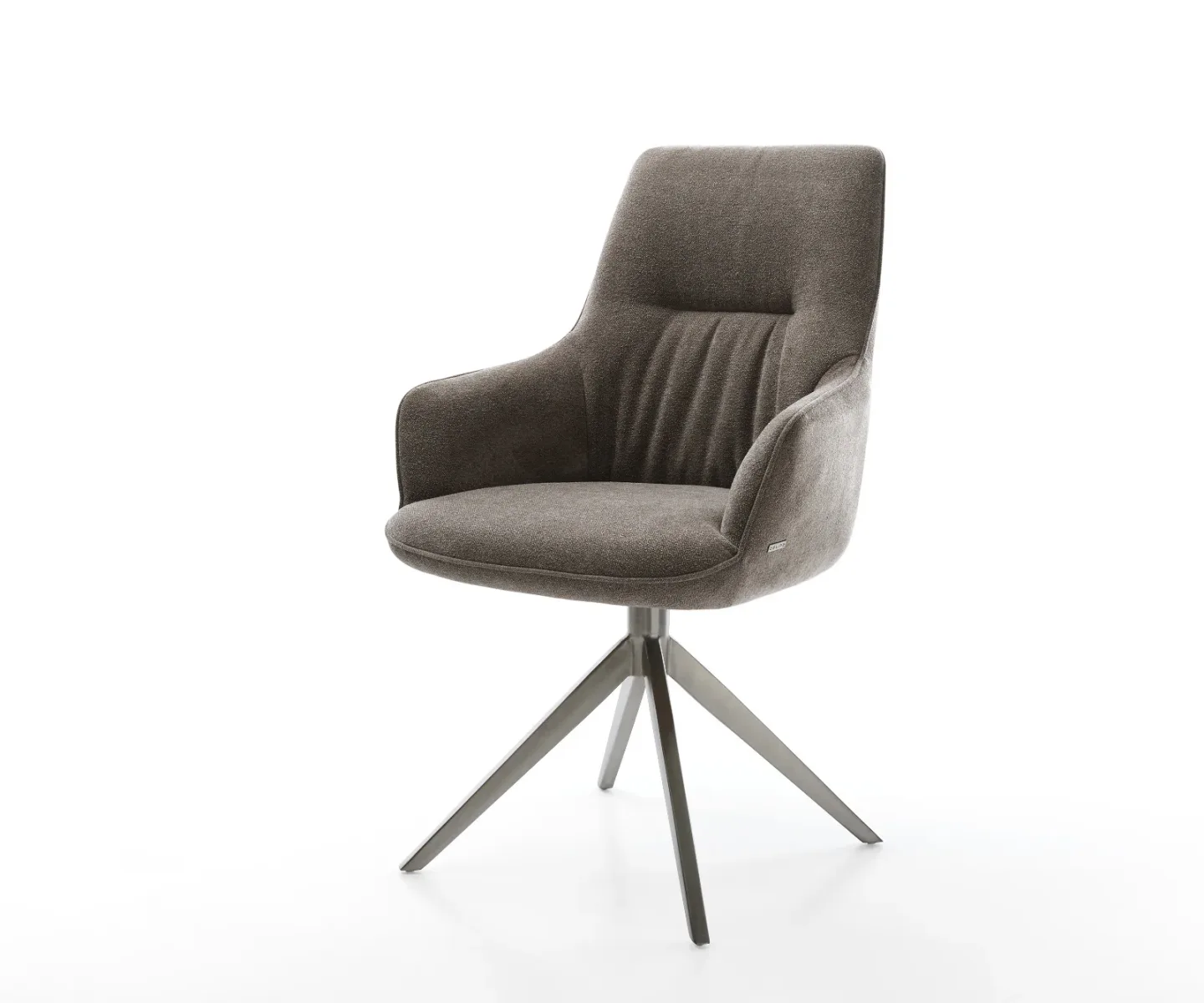 Drehstuhl Zelia-Flex mit Armlehnen Strukturstoff Soft Taupe Kreuzgestell breit Graphit 360° drehbar Wippfunktion Taschenfederkern
