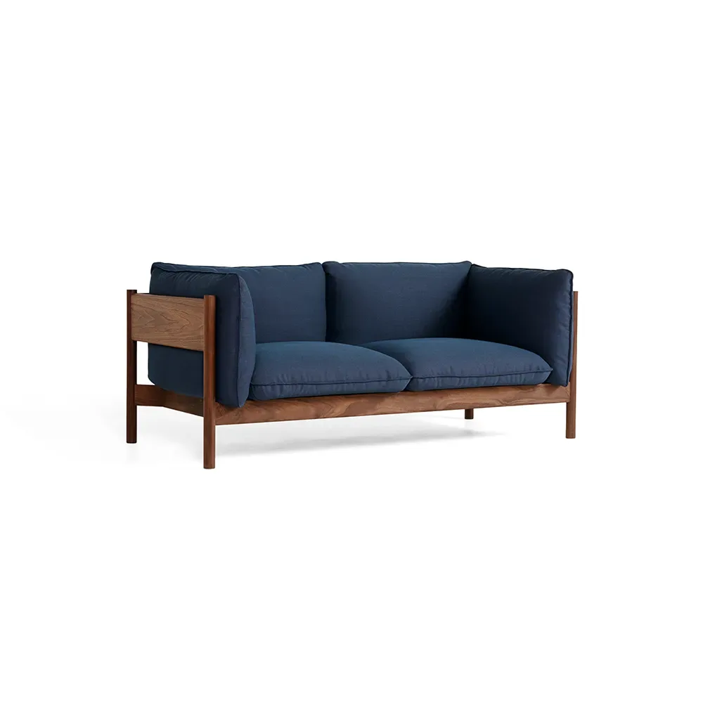 HAY Arbour ECO 2-Sitzer Sofa Dark blue-wachsgeöltes Walnussholz