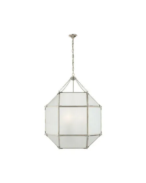 Morris Lantern Polished Nickel/Frosted Glass Large