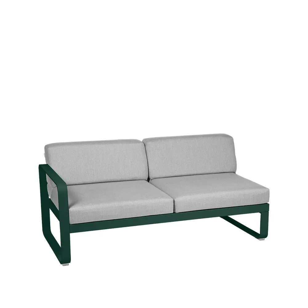 Fermob Bellevie Left modulsoffa 2-sits Cedar green (grön), flannel grey dyna