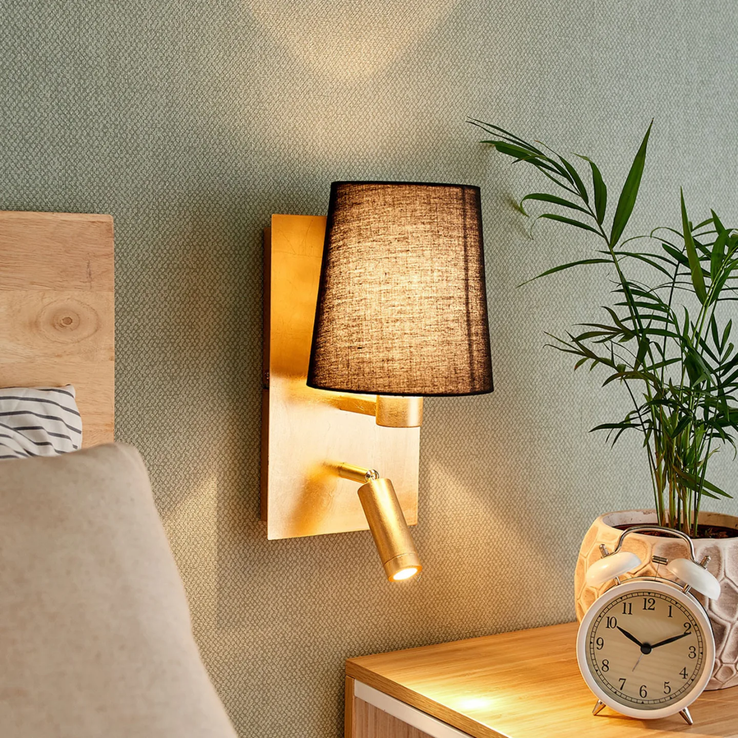 Aiden Wandleuchte Gold/Black - Lindby - Wohnzimmer - Modern - Stoff / Textil - Mehrflammig