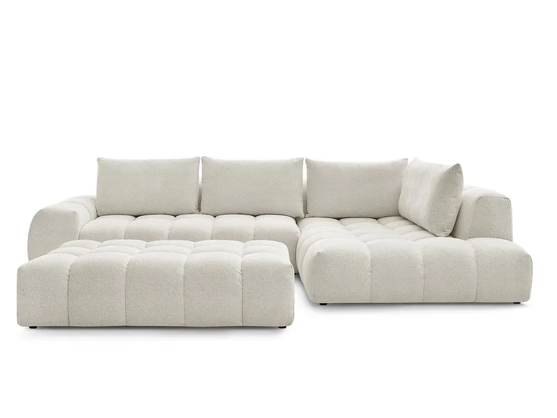 Ecksofa mit Hocker BOBOCHIC EVEREST Stoff chiniert weiss