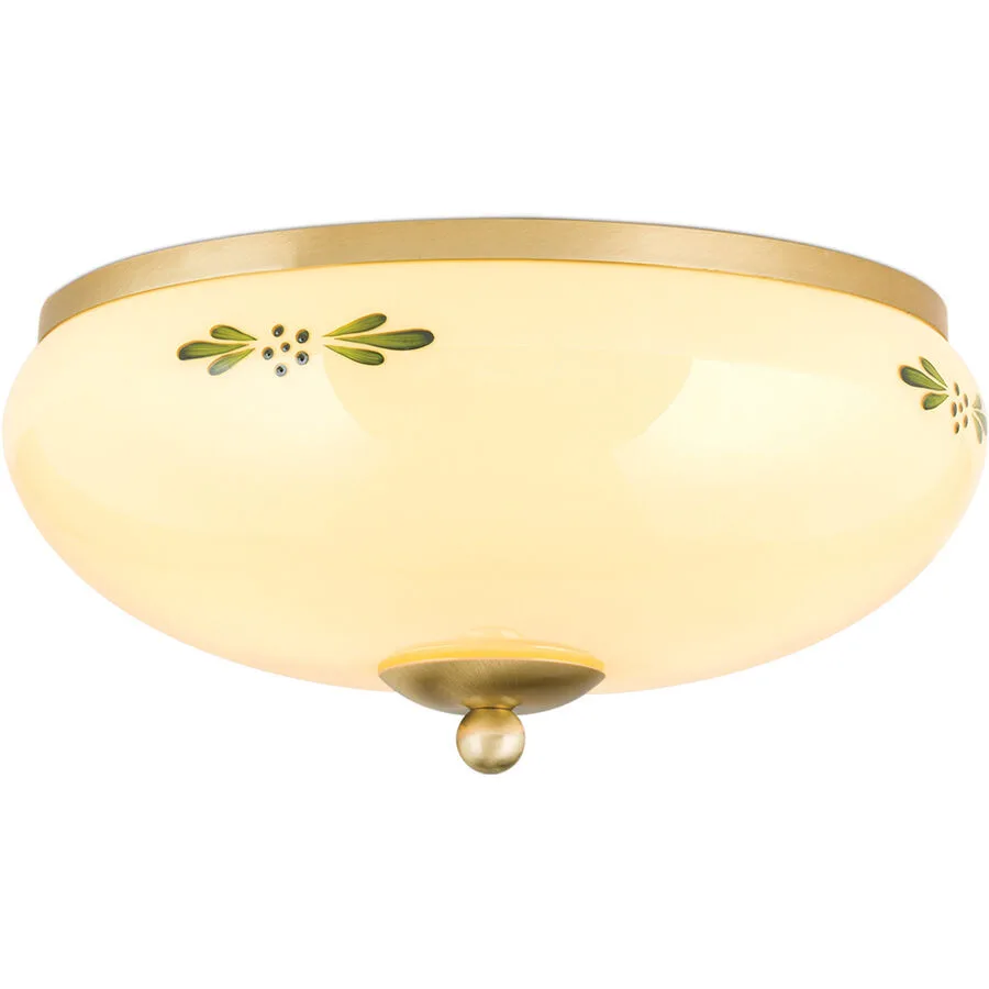 Deckenlampe Landhaus Stahl/Glas 28 cm 14 cm - Farbe: messing matt - Material: Glas/Stahl