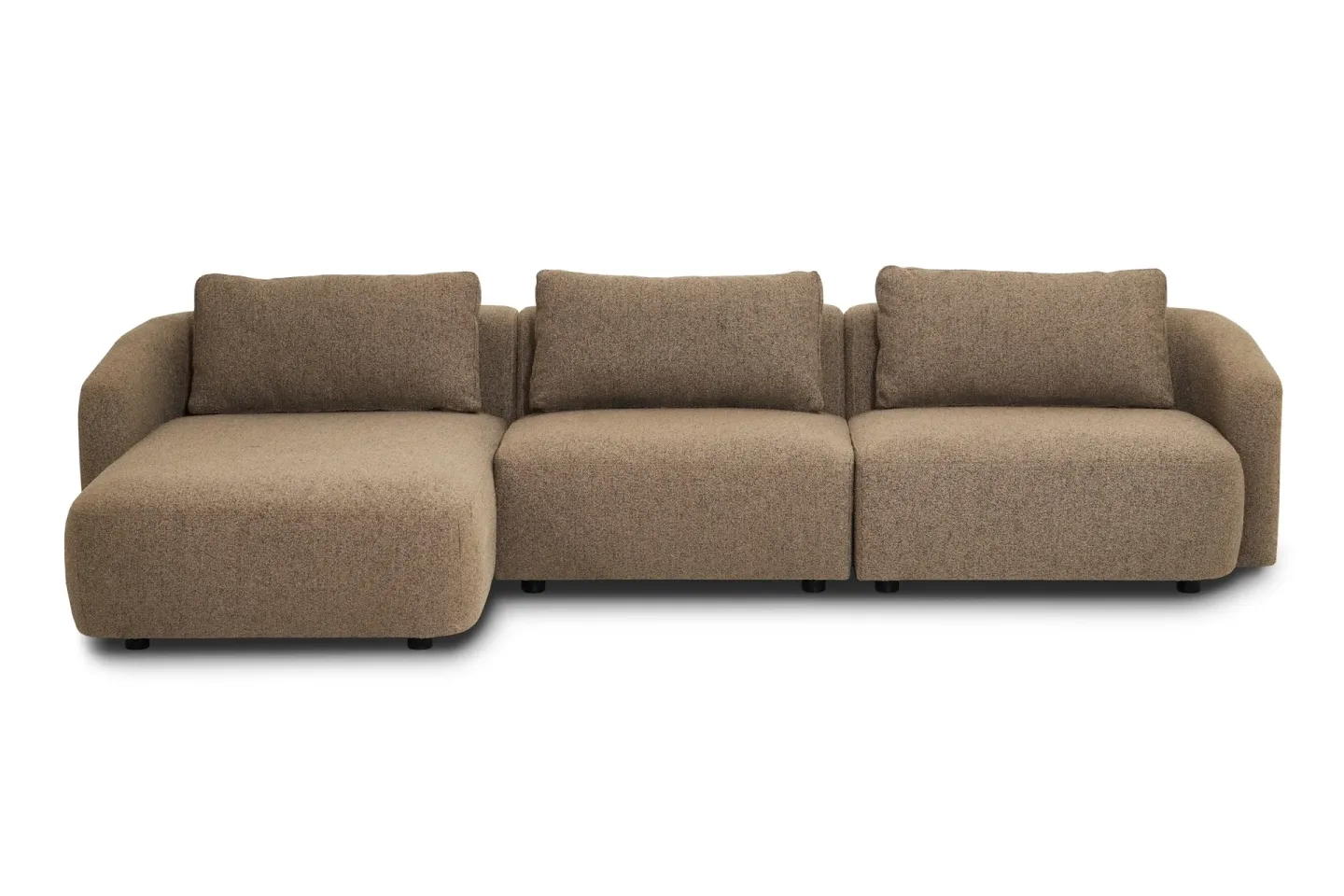 Milano 5-sits Rundad Vänstervänd L-soffa med Låg Rygg i Brun Boucle -