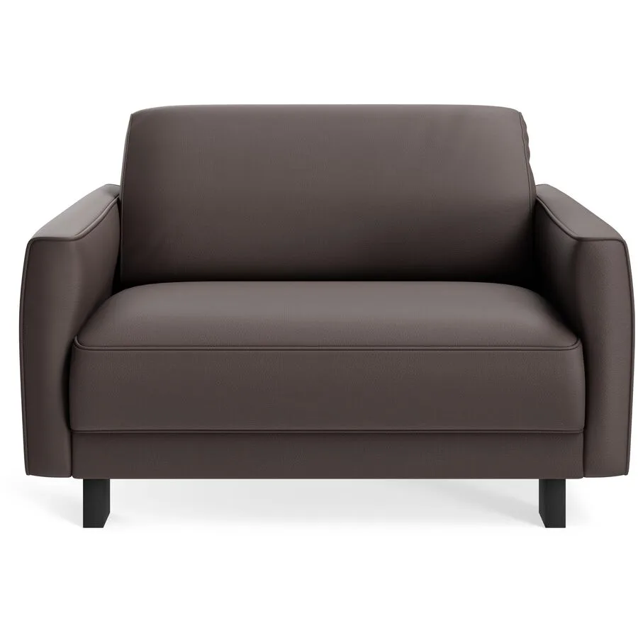 Sessel Avena Dunkelbraun Leder, Eiche B 117 T 96 H 74 cm - Möbel Konfigurator: Traummöbel individuell zusammenstellen